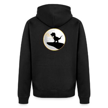 badminton badminton-dino TRex saurus - Unisex Premium Organic Zip Hoodie - black - Back - Nico (187cm)