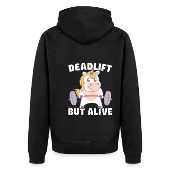 Gym Leg Day Weightlifting Glutes, Deadlift - Unisex Premium Organic Zip Hoodie - black - Back - Nico (187cm)