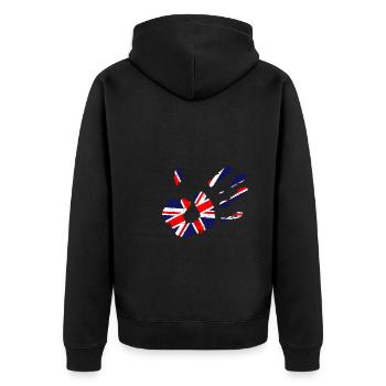 | d’empreinte de main Union Jack | du drapeau britannique Britannique - Veste à capuche bio Premium Unisexe - noir - Dos - Nico (187cm)