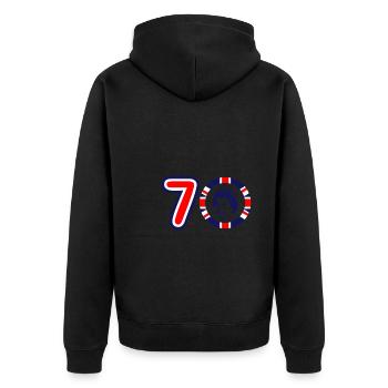 The Queens Platinum Jubilee 2022 | UK - Unisex Premium Organic Zip Hoodie - black - Back - Nico (187cm)