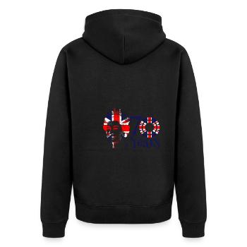 The Queens Platinum Jubilee 2022 | UK - Unisex Premium Organic Zip Hoodie - black - Back - Nico (187cm)
