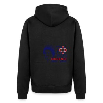 The Queens Platinum Jubilee 2022 | UK - Unisex Premium Organic Zip Hoodie - black - Back - Nico (187cm)
