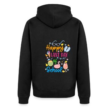 Happy Last Day of School Summer Break - Unisex Premium Organic Zip Hoodie - black - Back - Nico (187cm)