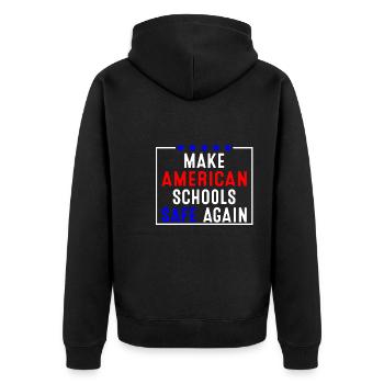 Make American Schools Safe Again - Unisex Premium Bio Zip Hoodie - Schwarz - Hinten - Nico (187cm)