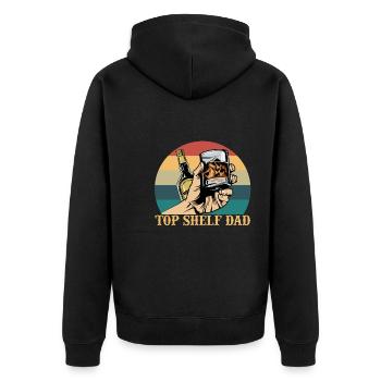 Top Shelf Dad Whiskey Lovers Fathers Day - Unisex Premium Organic Zip Hoodie - black - Back - Nico (187cm)