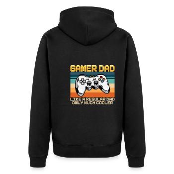Gamer Dad Vintage - Unisex Premium Bio Zip Hoodie - Schwarz - Hinten - Nico (187cm)