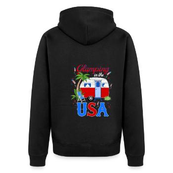 Glamping in The USA July 4th - Unisex Premium Organic Zip Hoodie - black - Back - Nico (187cm)