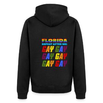 La Floride répète après moi la Gay LGBTQ Pride - Veste à capuche bio Premium Unisexe - noir - Dos - Nico (187cm)