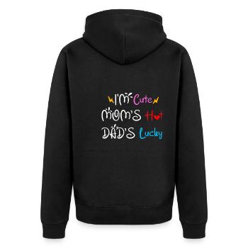 I'm Cute Mom's Hot Dad's Lucky Baby Onesie - Unisex Premium Organic Zip Hoodie - black - Back - Nico (187cm)