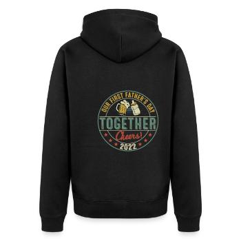 Our First Fathers Day Together Cheers 2022 - Unisex Premium Bio Zip Hoodie - Schwarz - Hinten - Nico (187cm)