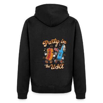 Party in The USA Independence Party - Unisex Premium Organic Zip Hoodie - black - Back - Nico (187cm)