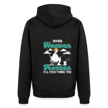 Fun fishing is looking for - Unisex Premium Organic Zip Hoodie - black - Back - Nico (187cm)