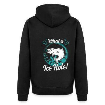 Nice Eisloch - Unisex Premium Bio Zip Hoodie - Schwarz - Hinten - Nico (187cm)