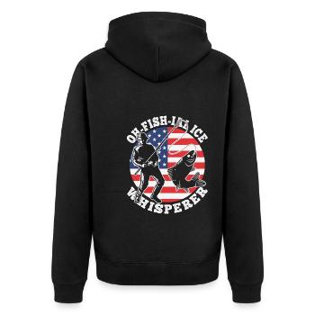 Ofishial Eisfischer - Unisex Premium Bio Zip Hoodie - Schwarz - Hinten - Nico (187cm)