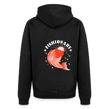 Smart fish - Unisex Premium Organic Zip Hoodie - black - Back - Nico (187cm)