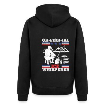 Ofishial Ice Anglers - Unisex Premium Organic Zip Hoodie - black - Back - Nico (187cm)