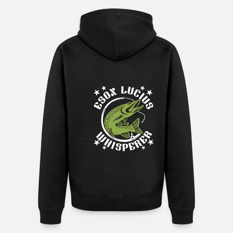 Hecht Angeln - Unisex Premium Bio Zip Hoodie - Schwarz