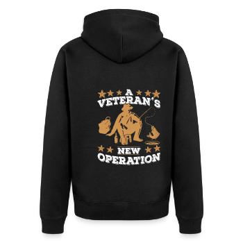 Angel Veteran - Unisex Premium Organic Zip Hoodie - black - Back - Nico (187cm)
