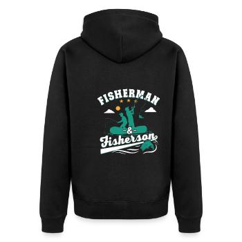 Fischer & Fischersohn - Unisex Premium Organic Zip Hoodie - black - Back - Nico (187cm)