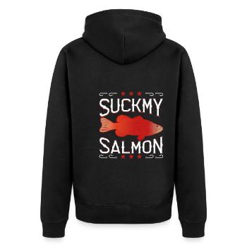 Sockeye Salmon's Pun - Unisex Premium Organic Zip Hoodie - black - Back - Nico (187cm)