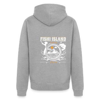 Pêche aux Fidji - Veste à capuche bio Premium Unisexe - gris chiné - Dos - Nico (187cm)