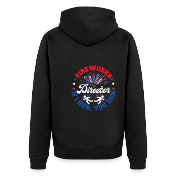 Fireworks Director Funny Party Independence Day - Unisex Premium Bio Zip Hoodie - Schwarz - Hinten - Nico (187cm)