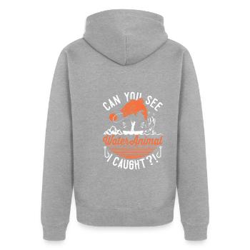 What a Fish - Unisex Premium Organic Zip Hoodie - heather grey - Back - Nico (187cm)