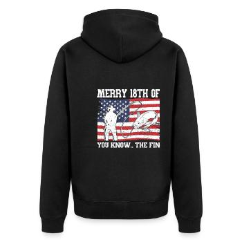 Merry 18th Biden - Unisex Premium Organic Zip Hoodie - black - Back - Nico (187cm)