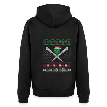 Baseball Christmas - Unisex Premium Organic Zip Hoodie - black - Back - Nico (187cm)