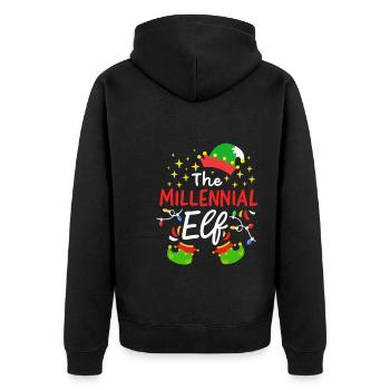 Elfe millénaire de Noël - Veste à capuche bio Premium Unisexe - noir - Dos - Nico (187cm)