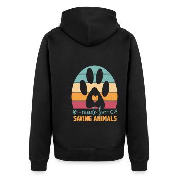 Made For Saving Animals Vet Tech Women And Men - Unisex Premium Bio Zip Hoodie - Schwarz - Hinten - Nico (187cm)