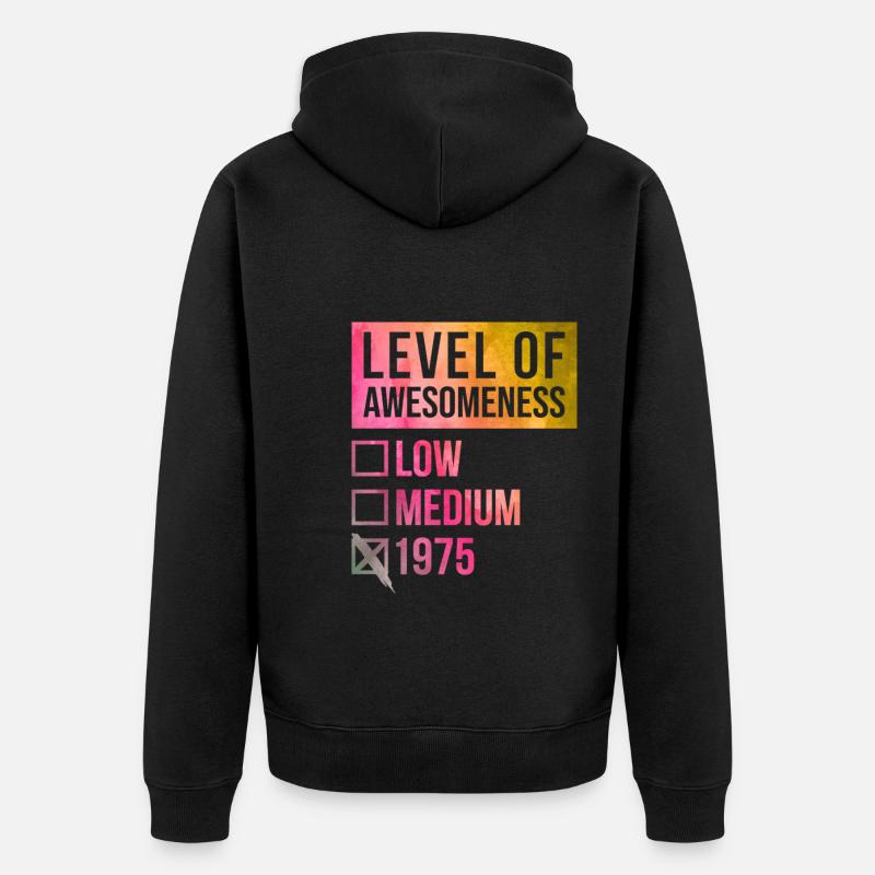 Niveau de génialité 1975 - Veste à capuche bio Premium Unisexe - noir