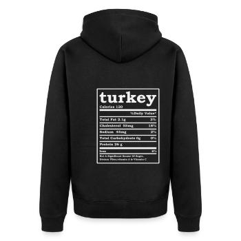 Turquie Faits nutritionnels Costume de Thanksgiving - Veste à capuche bio Premium Unisexe - noir - Dos - Nico (187cm)