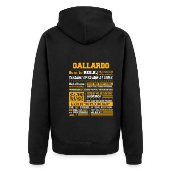 Gallardo Name Shirt Gallardo Born To Rule - Veste à capuche bio Premium Unisexe - noir - Dos - Nico (187cm)