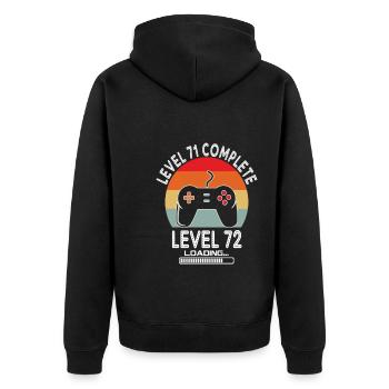 Level 71 Complete Level 72 Loading - Unisex Premium Organic Zip Hoodie - black - Back - Nico (187cm)