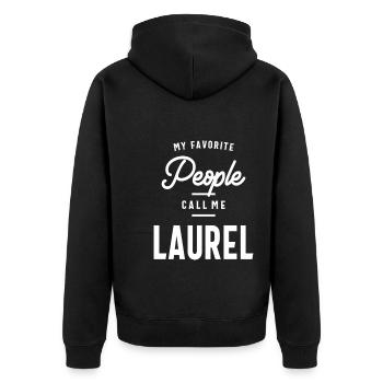 Nom personnalisé de Laurel - Veste à capuche bio Premium Unisexe - noir - Dos - Nico (187cm)