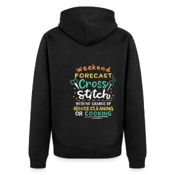 Weekend Forecast Cross Stitch - Unisex Premium Organic Zip Hoodie - black - Back - Nico (187cm)