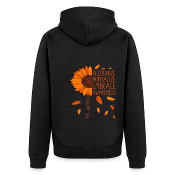 ADHD Awareness Sunflower Embrace Neurodiversity - Unisex Premium Organic Zip Hoodie - black - Back - Nico (187cm)