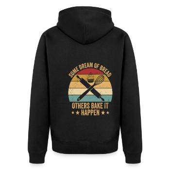 Bread Baking Baker Bake It Happen - Unisex Premium Bio Zip Hoodie - Schwarz - Hinten - Nico (187cm)
