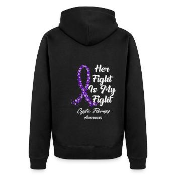 Her Fight Is My Fight In Family We Fight Together - Unisex Premium Bio Zip Hoodie - Schwarz - Hinten - Nico (187cm)