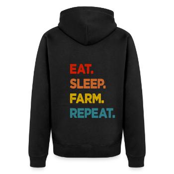 Eat Sleep Farm Repeat - Unisex Premium Organic Zip Hoodie - black - Back - Nico (187cm)