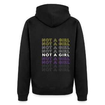 Not A Girl Nonbinary Pride Gift Christmas Present - Unisex Premium Organic Zip Hoodie - black - Back - Nico (187cm)