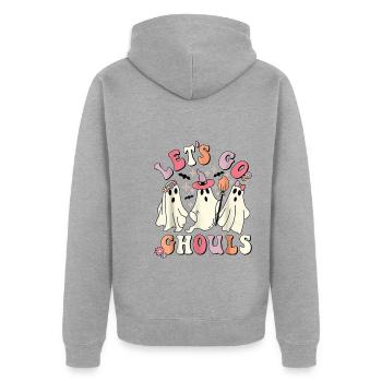 Let's Go Ghouls - Unisex Premium Bio Zip Hoodie - Grau meliert - Hinten - Nico (187cm)