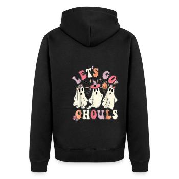 Let's Go Ghouls - Unisex Premium Bio Zip Hoodie - Schwarz - Hinten - Nico (187cm)
