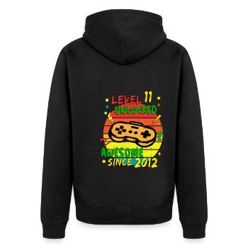 Jeu vidéo Niveau 11 débloqué génial depuis 2012 - Veste à capuche bio Premium Unisexe - noir - Dos - Nico (187cm)