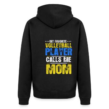 My Favorite Volleyball Player Calls Me Mom - Unisex Premium Bio Zip Hoodie - Schwarz - Hinten - Nico (187cm)