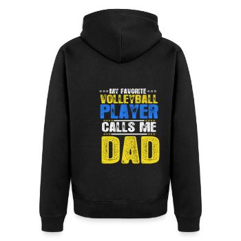 My Favorite Volleyball Player Calls Me Dad - Unisex Premium Organic Zip Hoodie - black - Back - Nico (187cm)