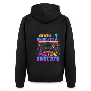 Jeu vidéo Niveau 7 débloqué génial depuis 2016 - Veste à capuche bio Premium Unisexe - noir - Dos - Nico (187cm)