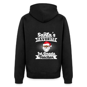 L’enseignante de 1re année préférée du Père Noël, Melanin Black - Veste à capuche bio Premium Unisexe - noir - Dos - Nico (187cm)