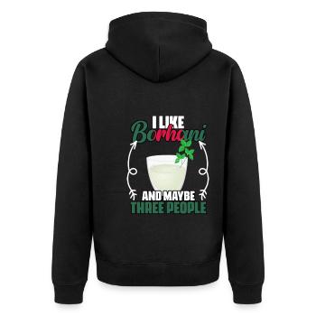 J’aime Borhani et peut-être trois personnes bangladaises - Veste à capuche bio Premium Unisexe - noir - Dos - Nico (187cm)